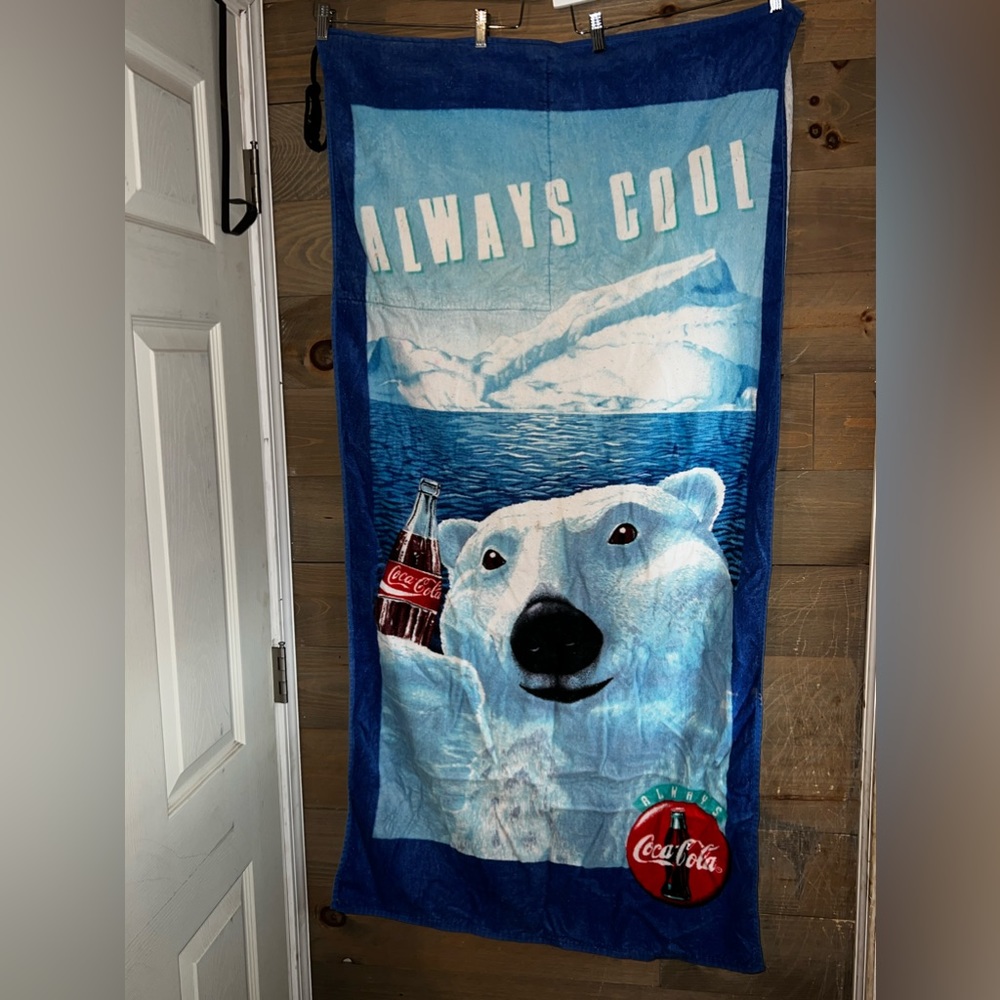 1996 vintage Coca-Cola drawstring beach towel in bag 2 in 1